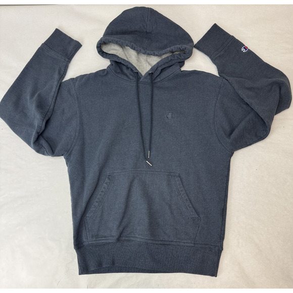 Champion Washed Navy Hoodie Pullover Sweatshirt Front Kangaroo Pocket Size Small - Picture 1 of 8